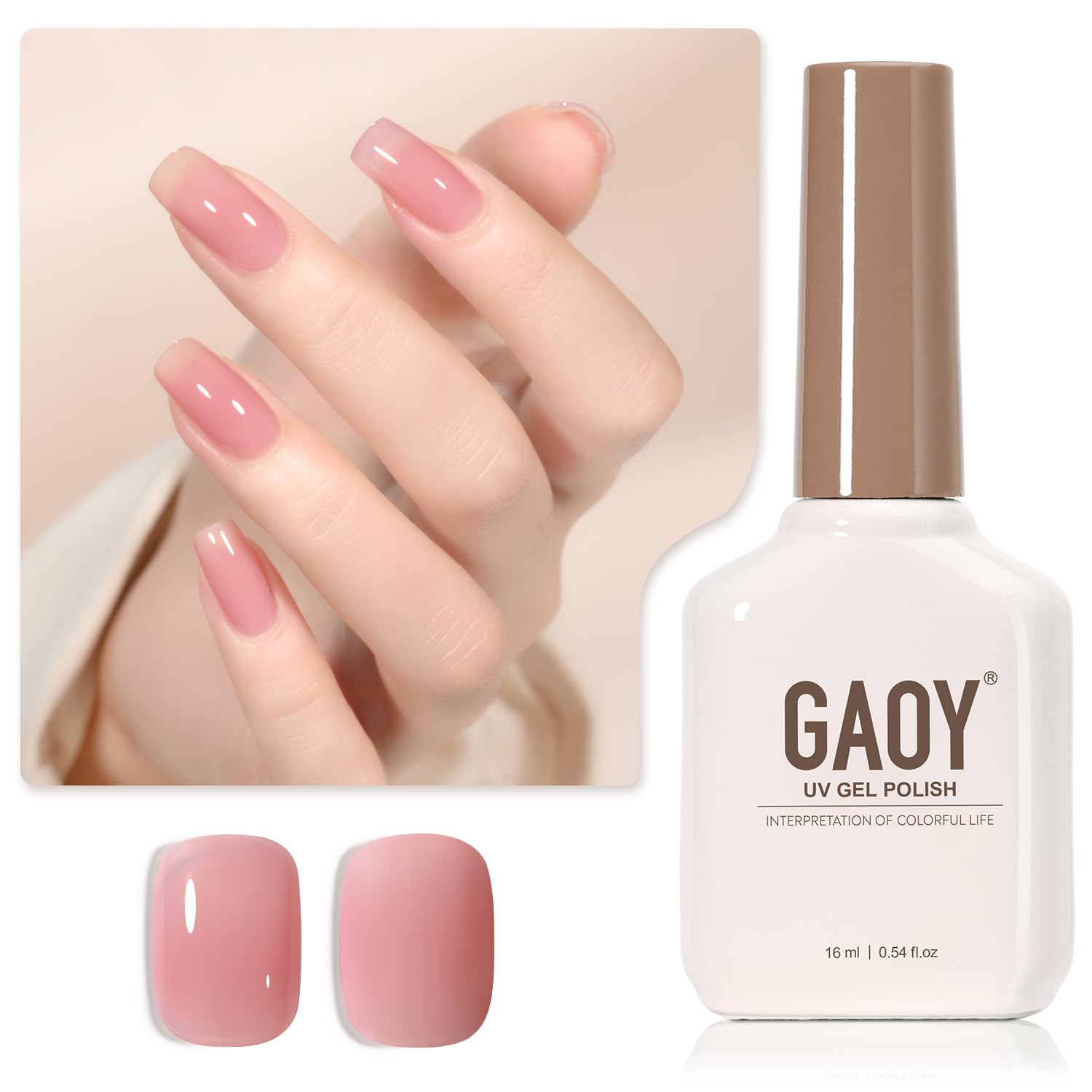 GAOY Esmalte gel translúcido Rojo Burdeos, botella de 16 ml lista para capas translúcidas