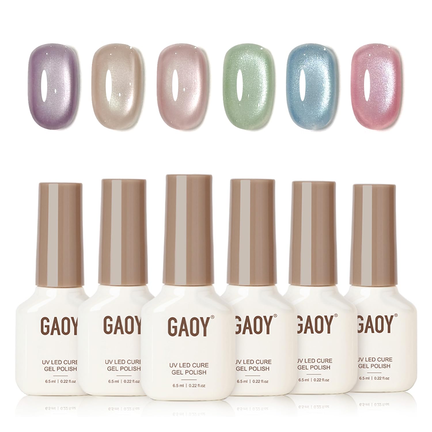 GAOY Summer Gel Nail Polish Set showcases six icy colors for versatile beach-ready looks.