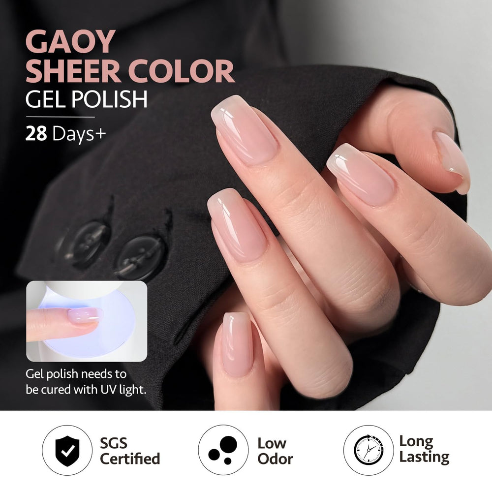 GAOY Sunset jelly polish on nails demonstrates minimalist French and nail art potential