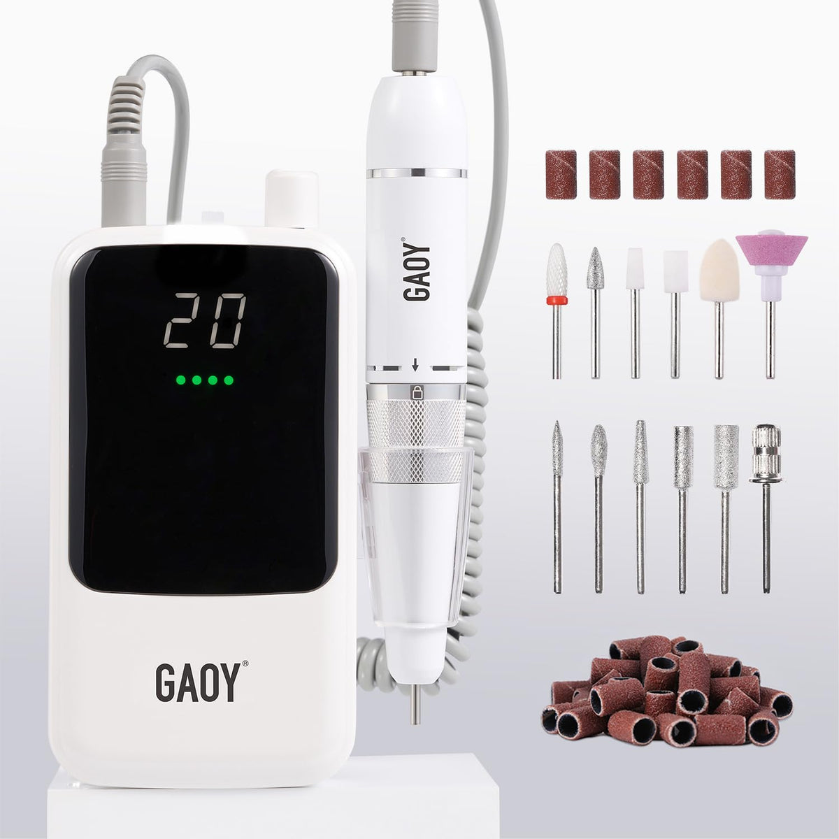 GAOY taladro de uñas recargable con pantalla luminosa para uso cómodo.