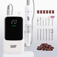GAOY taladro de uñas recargable con pantalla luminosa para uso cómodo.