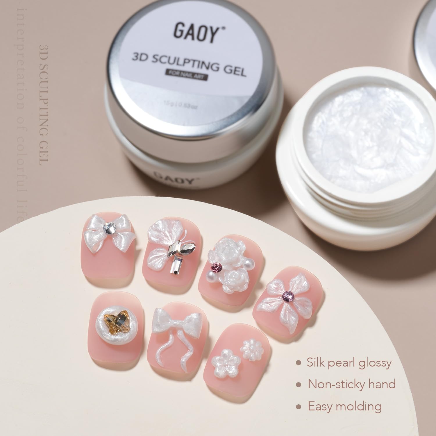 GAOY Pearl 3D: textura sólida sin pegajosidad para diseños limpios.