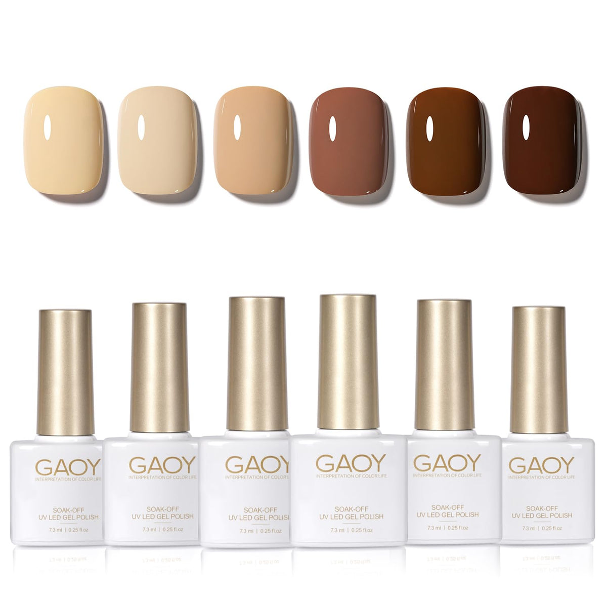 GAOY tonos beige y marrón, muestra para elegir el tono ideal para uñas.