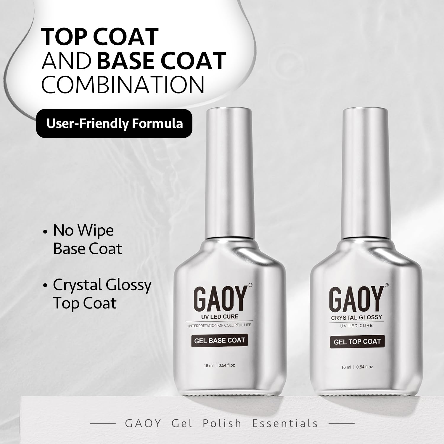 GAOY uñas brillantes tras uso del set de 16ml, acabado profesional