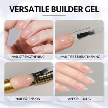 GAOY uñas fortalecidas y naturales tras usar el gel de construcción.
