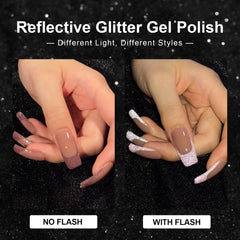 GAOY vernis gel rose réfléchissant, look glamour longue tenue.