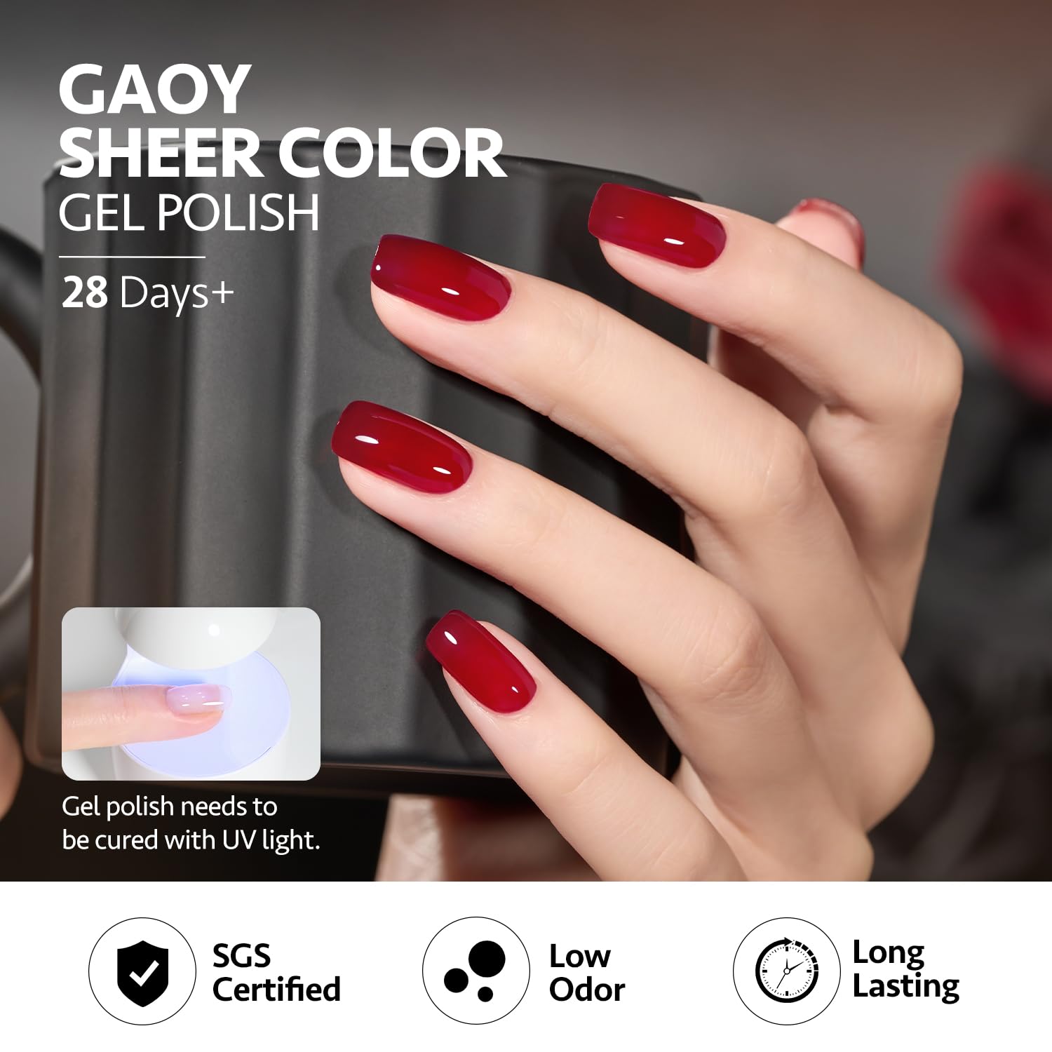 GAOY Wonder Color hot pink gel polish bottle for bold style.