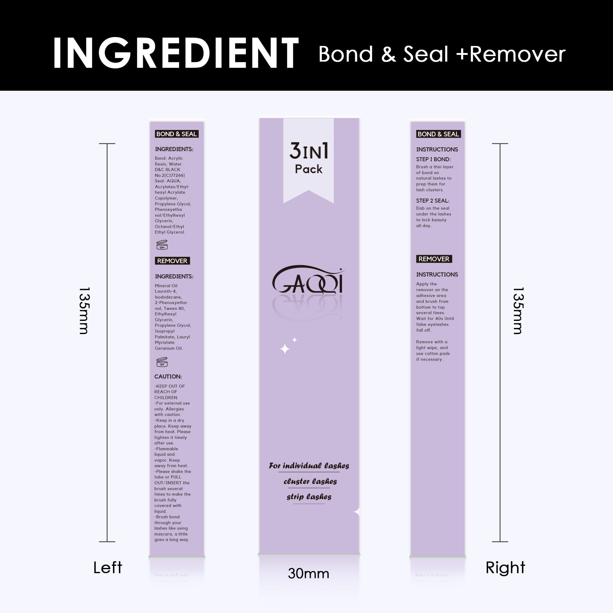 GAQQI Lash Bond y Seal: durabilidad de 48h para un estilo durante todo el día.