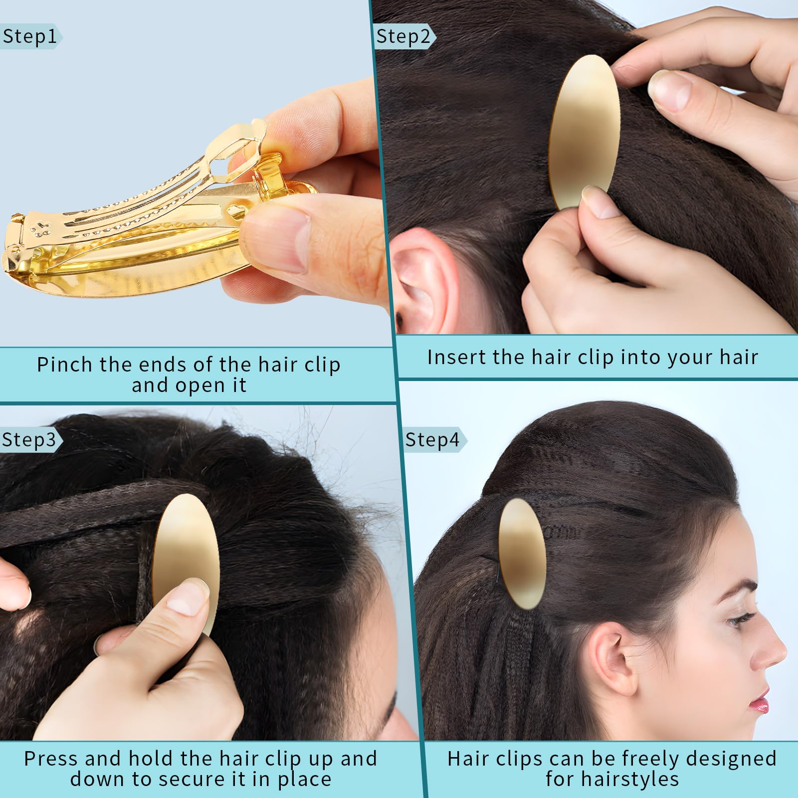 GAQWOK barrette con resorte fuerte dorado, seguridad durante el uso