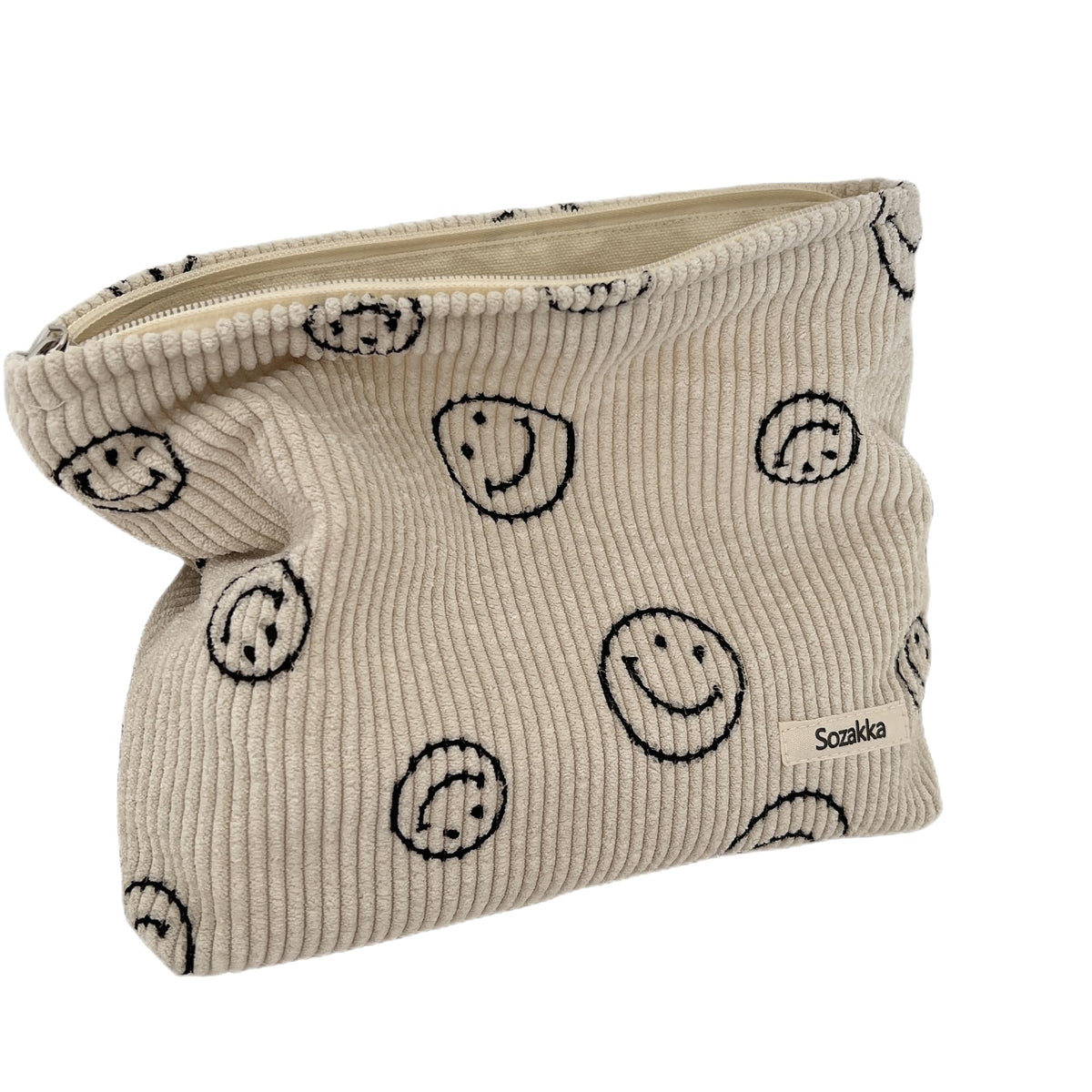 Gardsell estuche cosmético de pana con sonrisa y puntos, ideal para viaje diario.