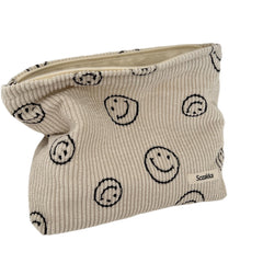 Gardsell estuche cosmético de pana con sonrisa y puntos, ideal para viaje diario.