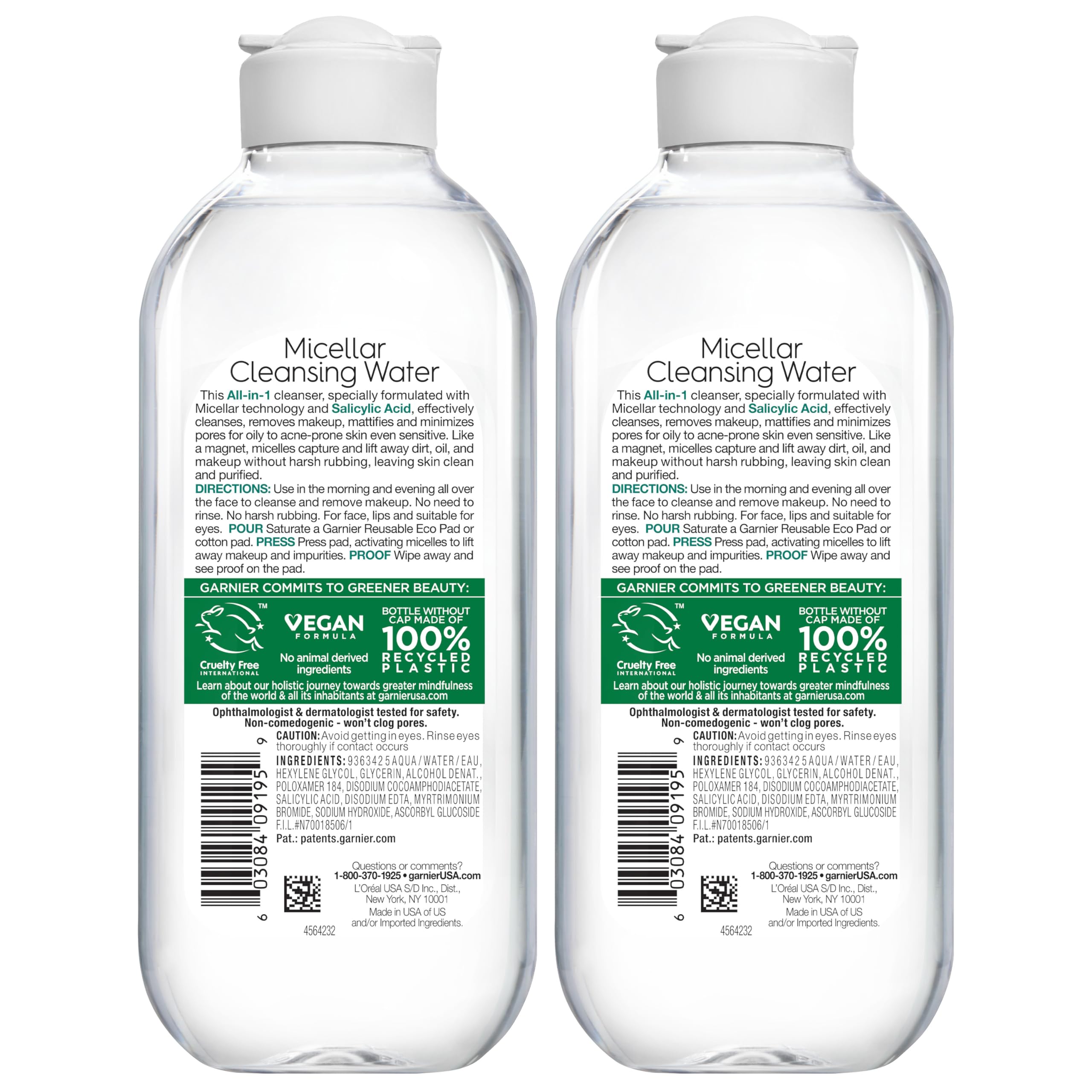 Garnier Agua Micelar con ácido salicílico, formato práctico para retoques faciales.