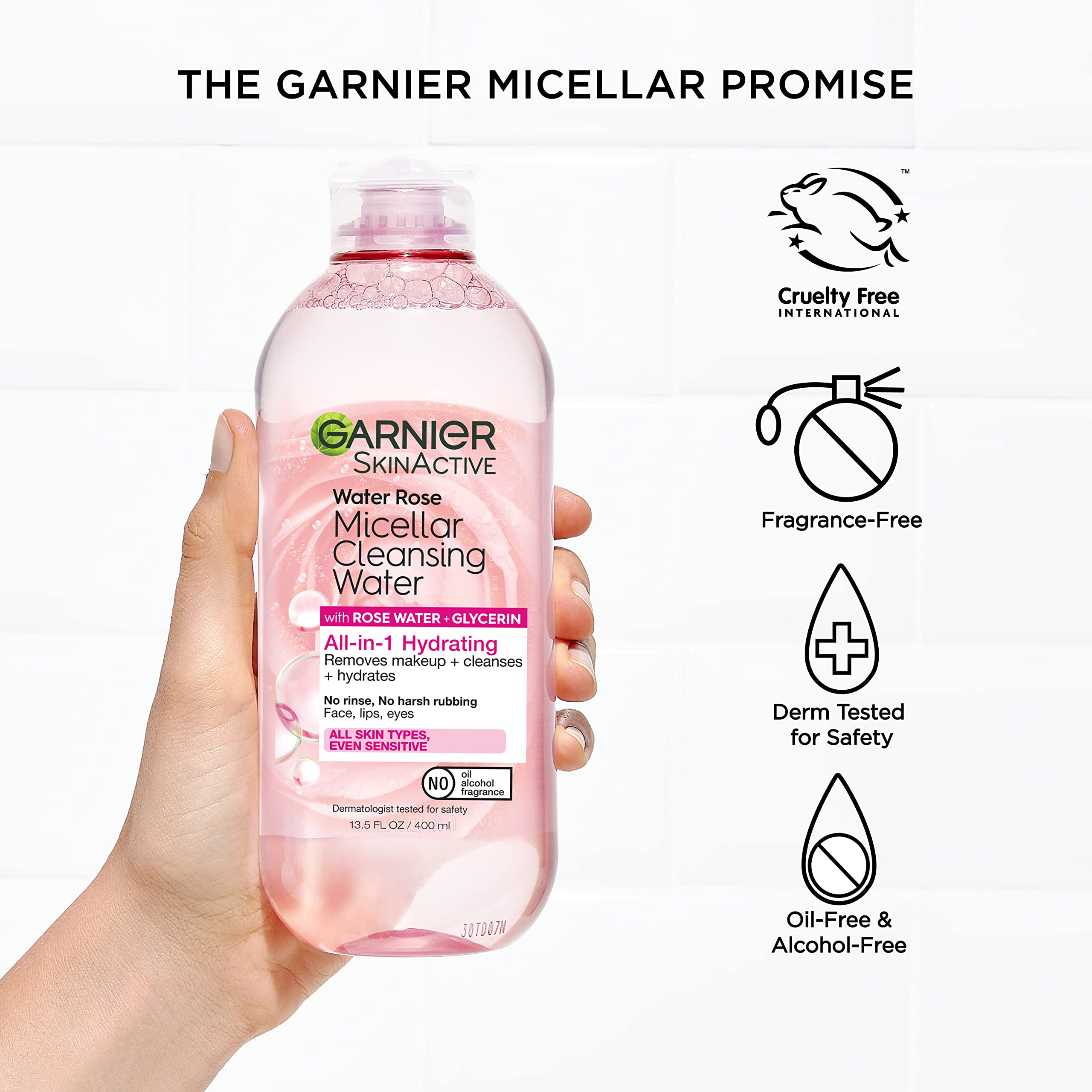 Garnier desmaquillante sin enjuague, ideal para piel limpia y fresca.