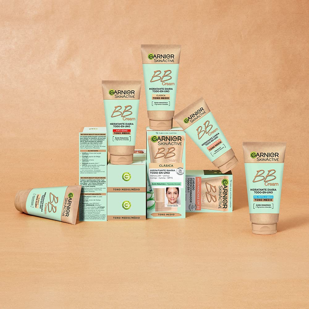 Garnier BB Piel Natural crema 50 ml, protección SPF 15 para cuidado diario.