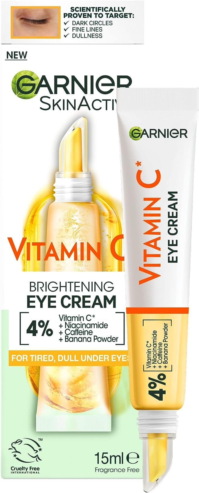 Garnier Contorno de Ojos Vitamina C 4% con textura refrescante para la mañana