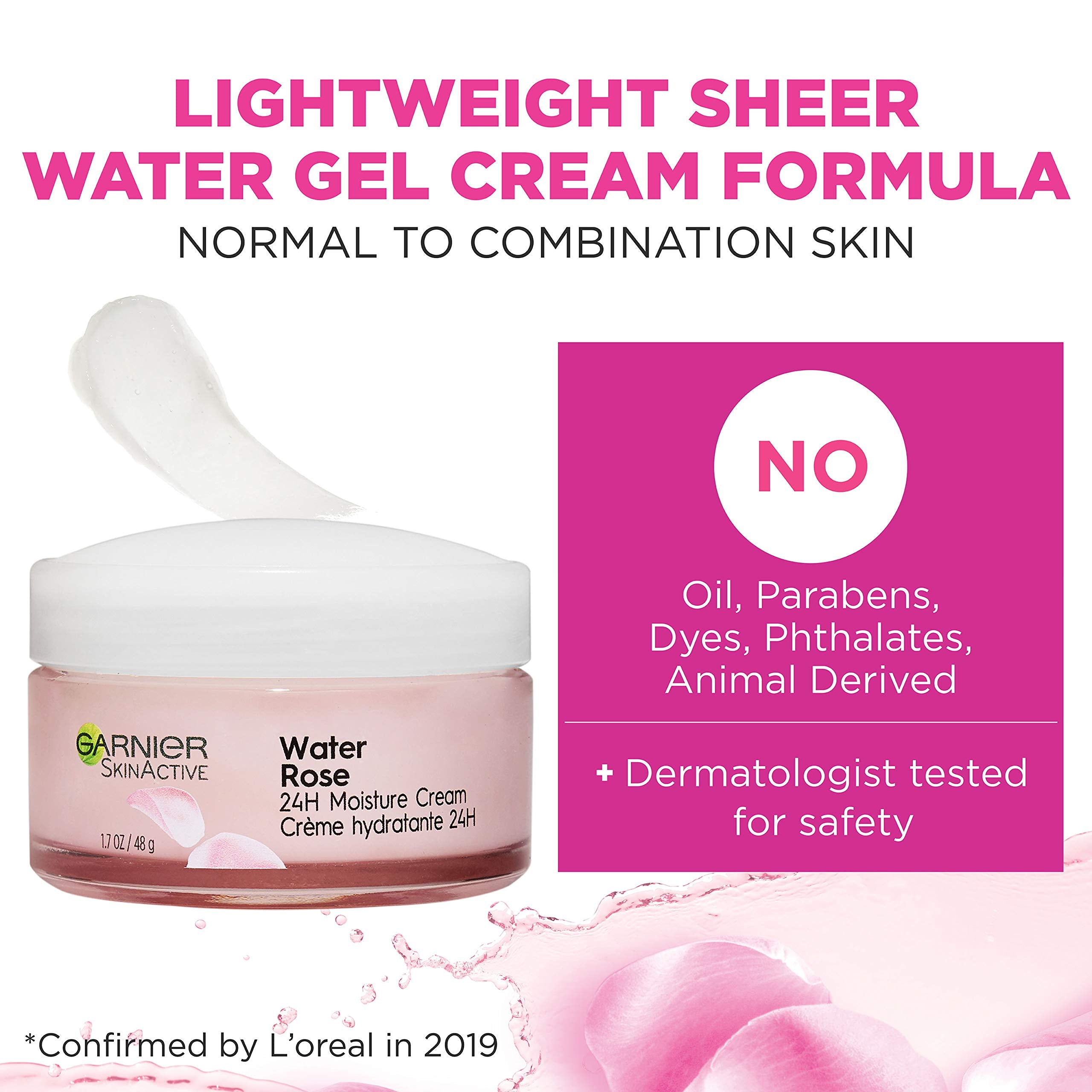 Garnier crema 24H, probada dermatológicamente para seguridad.