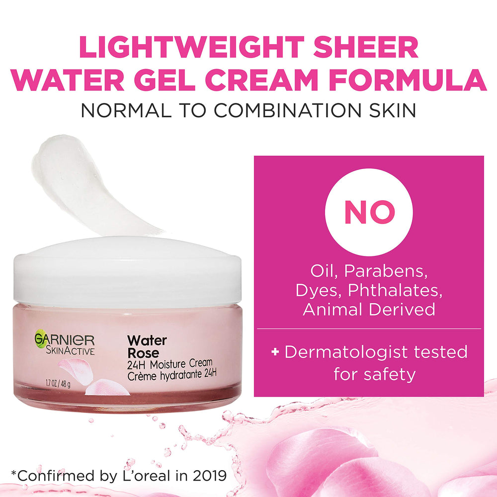 Garnier crema 24H, probada dermatológicamente para seguridad.