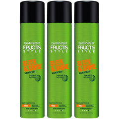 Garnier Fructis Style Sleek and Shine, botella visible, acabado liso y brillo duradero.