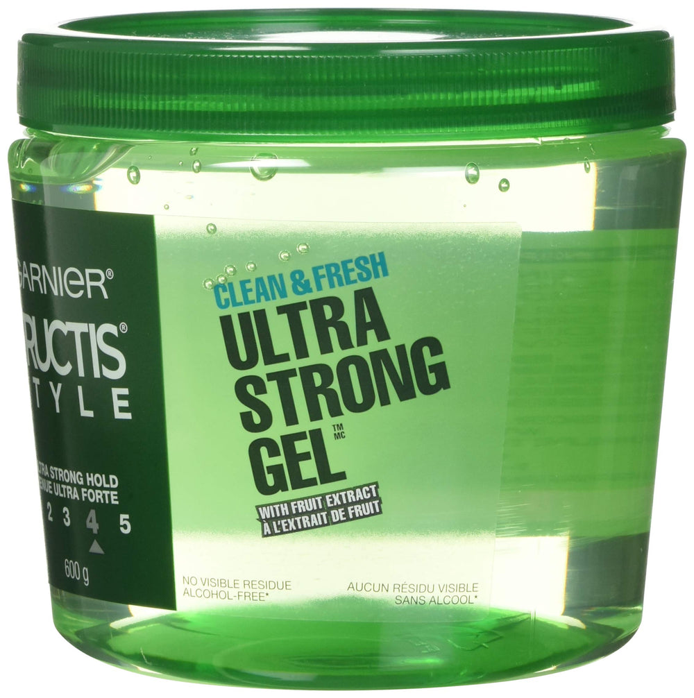 Garnier Fructis gel aplicación en cabello, resultados duraderos sin residuos.
