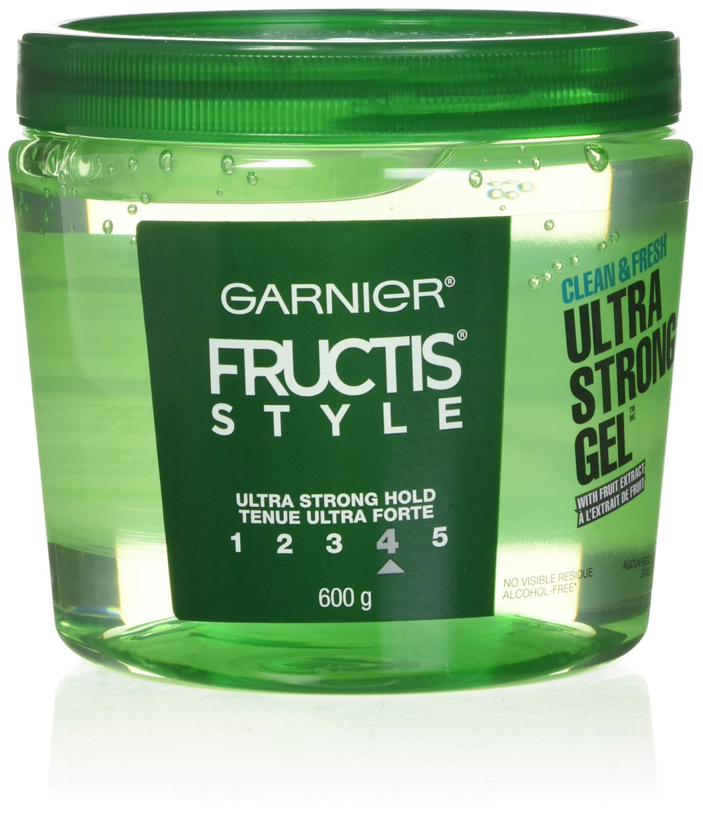 Garnier Fructis gel ultra fuerte en botella, fijación prolongada.