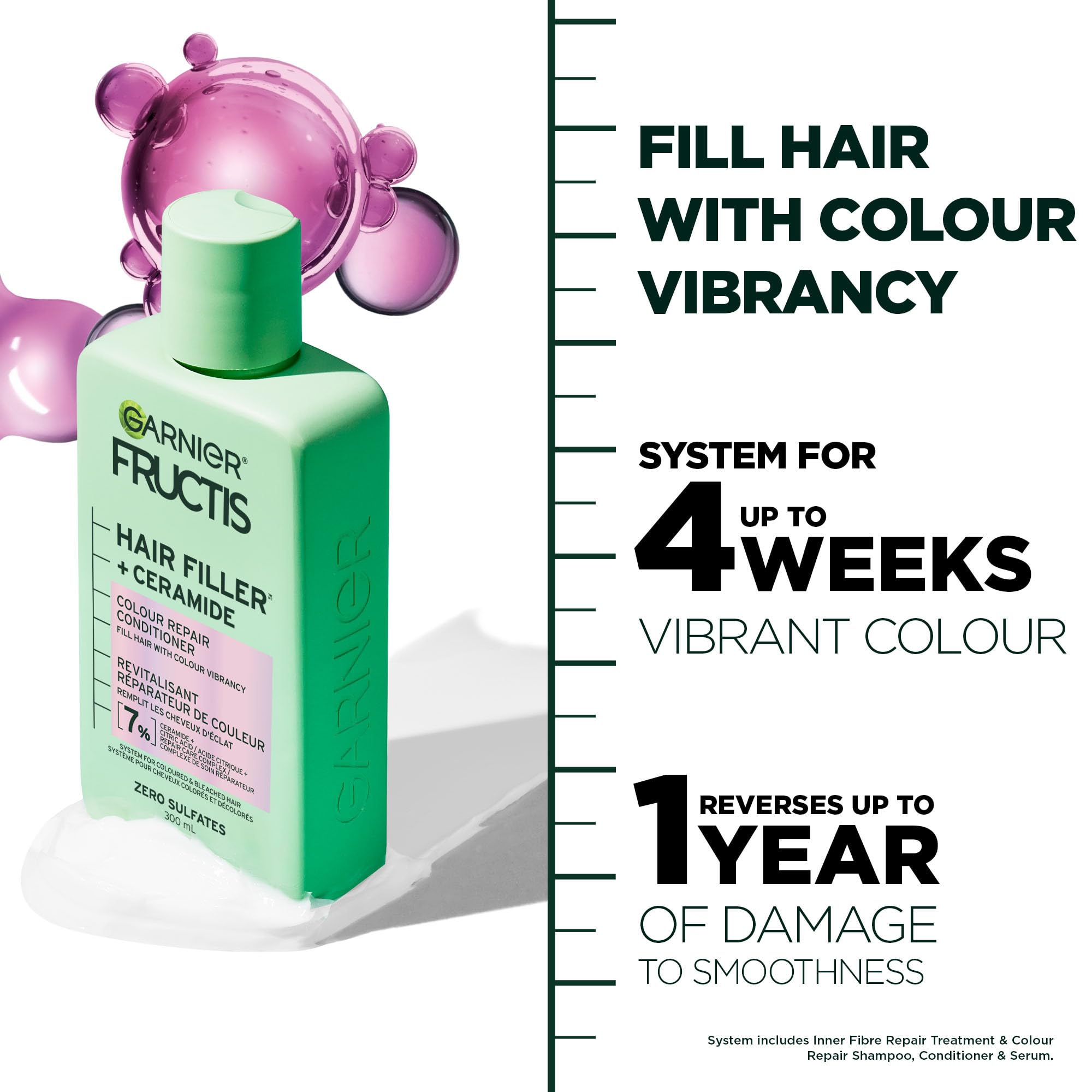 Garnier Fructis Hair Filler: reparación de color, frasco, color más vivo.
