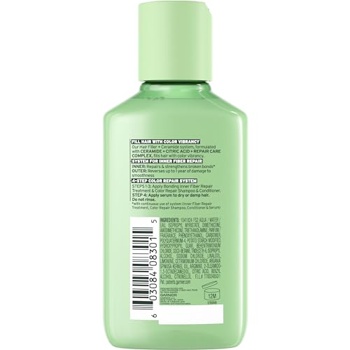 Garnier Fructis Sérum Reparación Color, aplicación suave para cabello teñido.