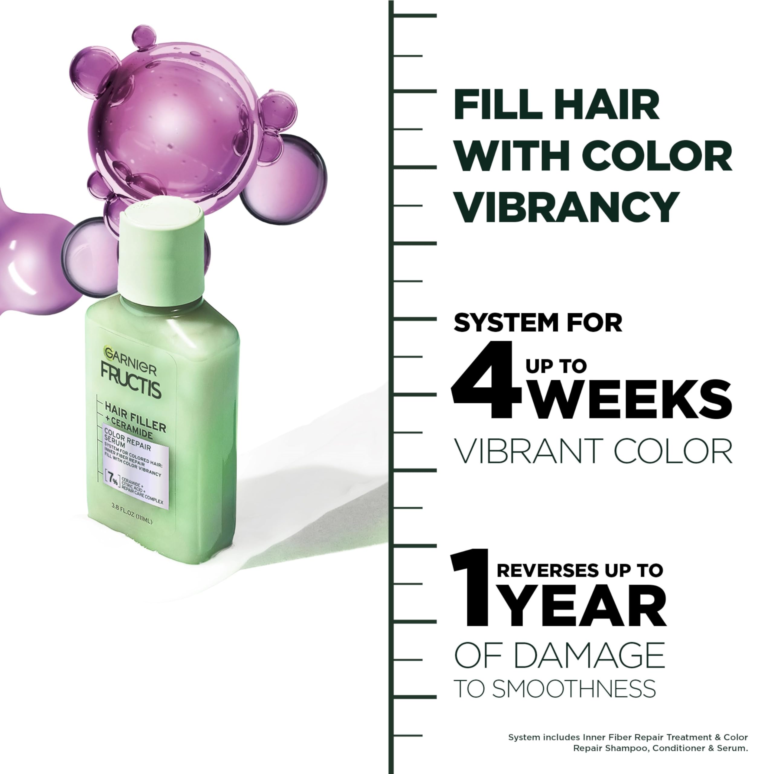 Garnier Fructis Sérum Reparación Color, cabello decolorado más suave.
