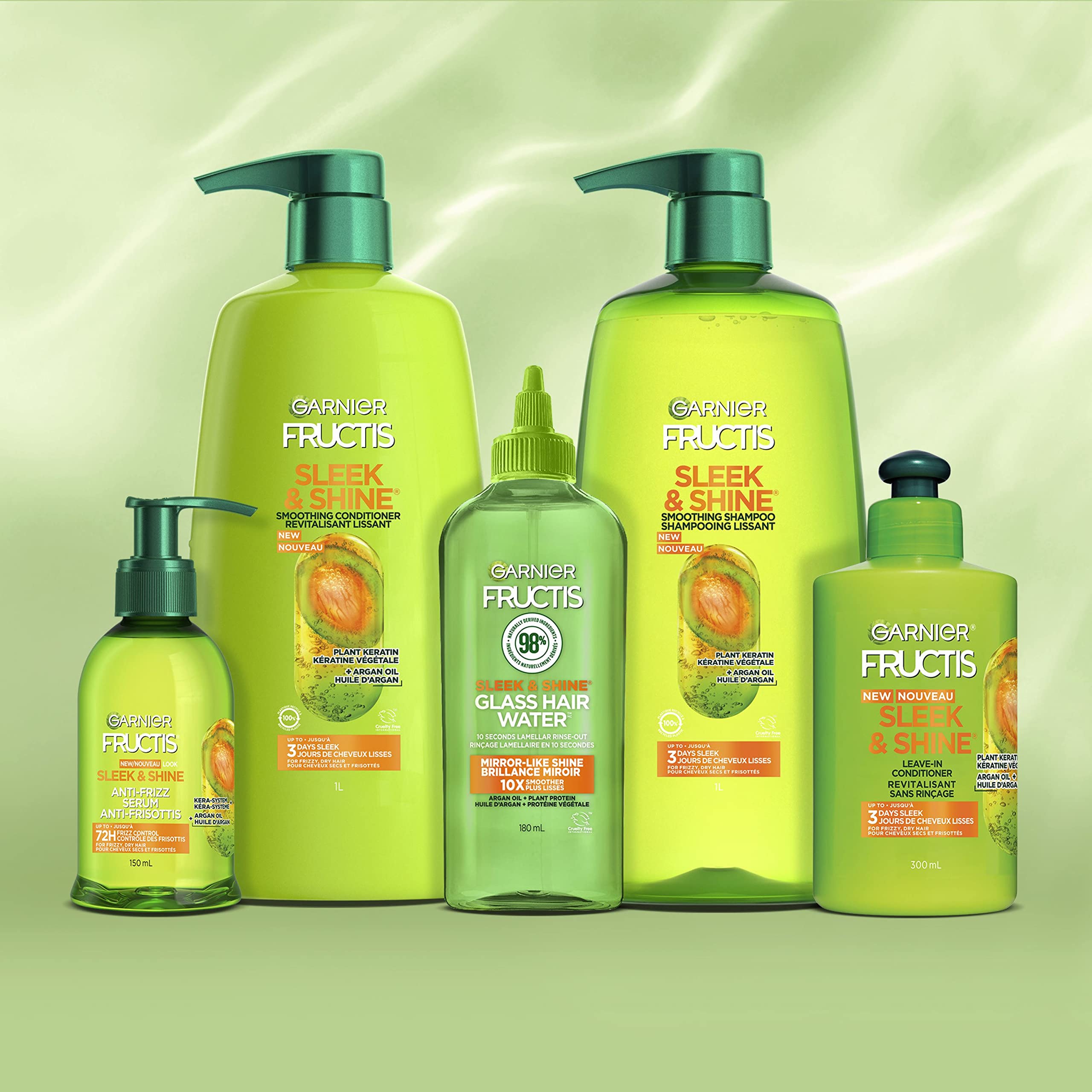 Fórmula biodegradable al 99% de Garnier Fructis Glass Hair Water