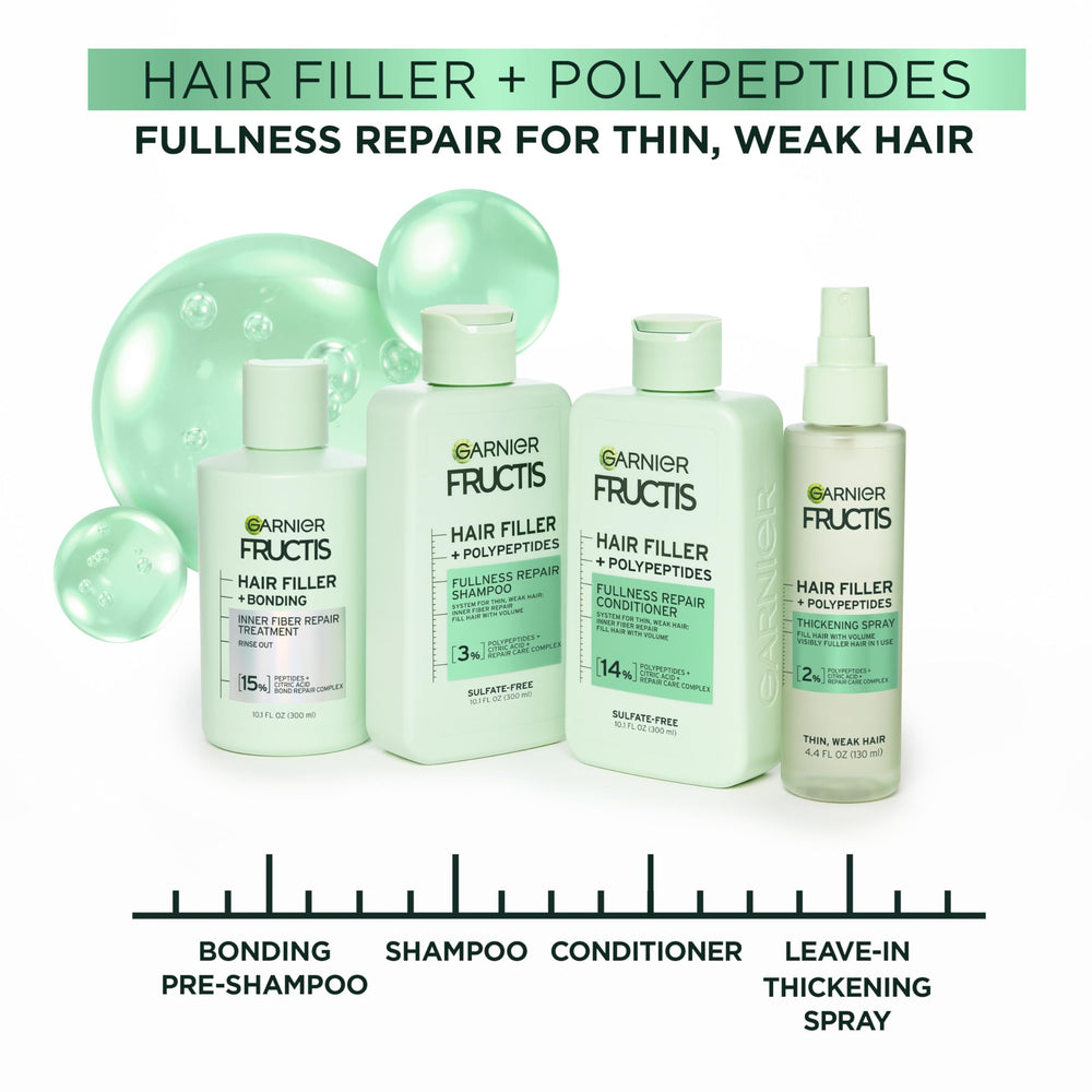 Spray engrosador Garnier Fructis, volumen desde raíz a puntas.