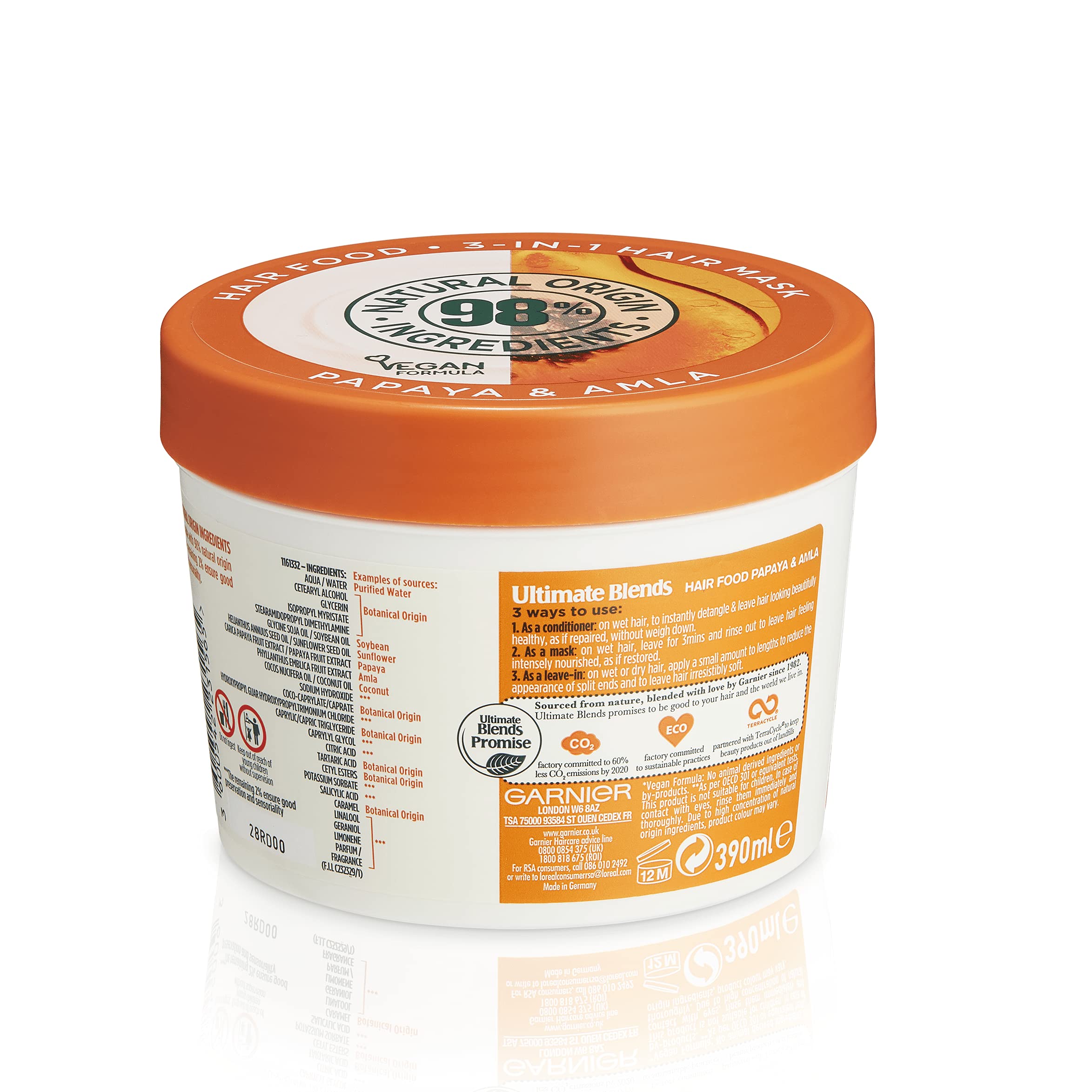Garnier Hair Food Papaya 3-en-1: aplicación sin enjuague para suavidad