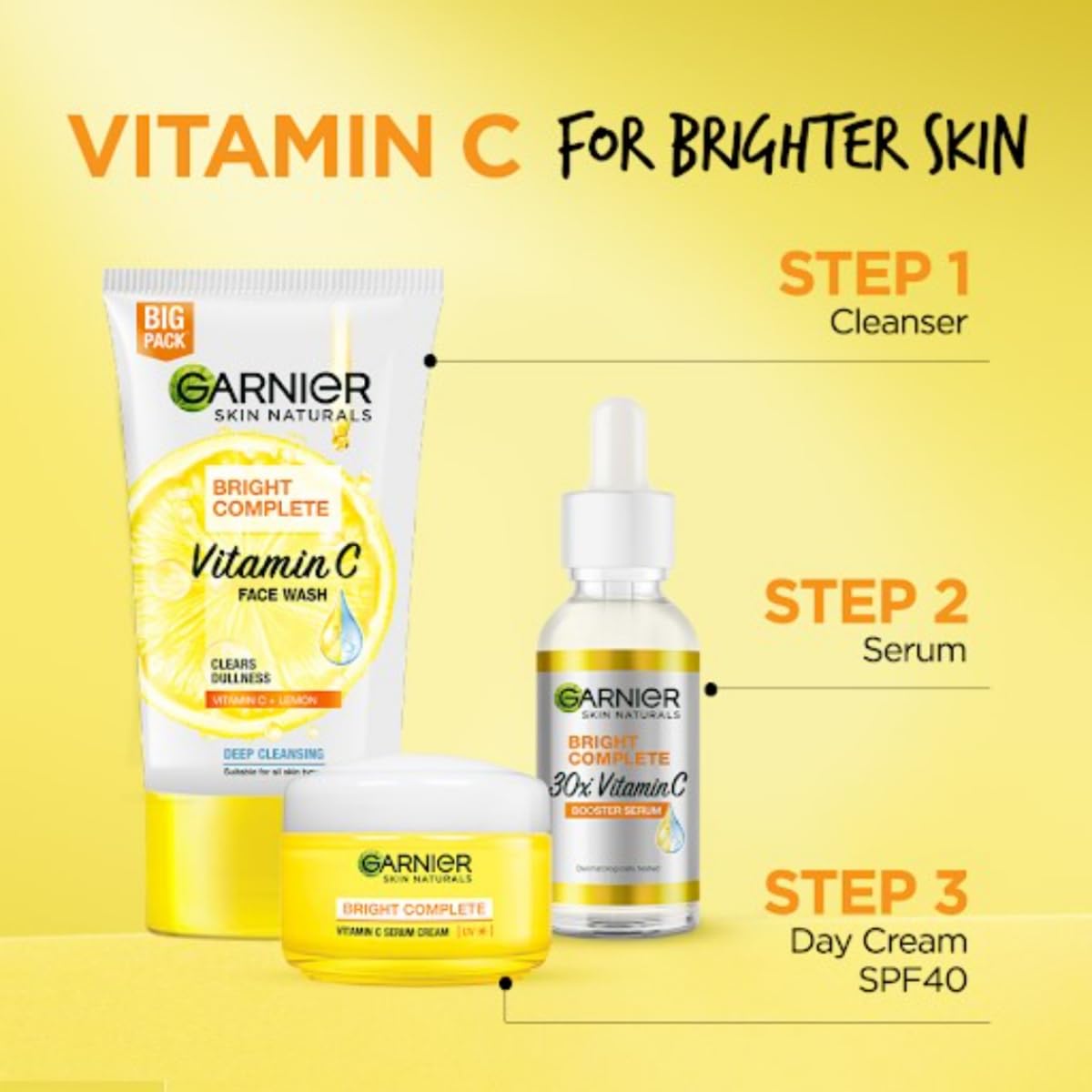 Garnier Limpiador facial iluminador, envase compacto de 100 g para viajar.