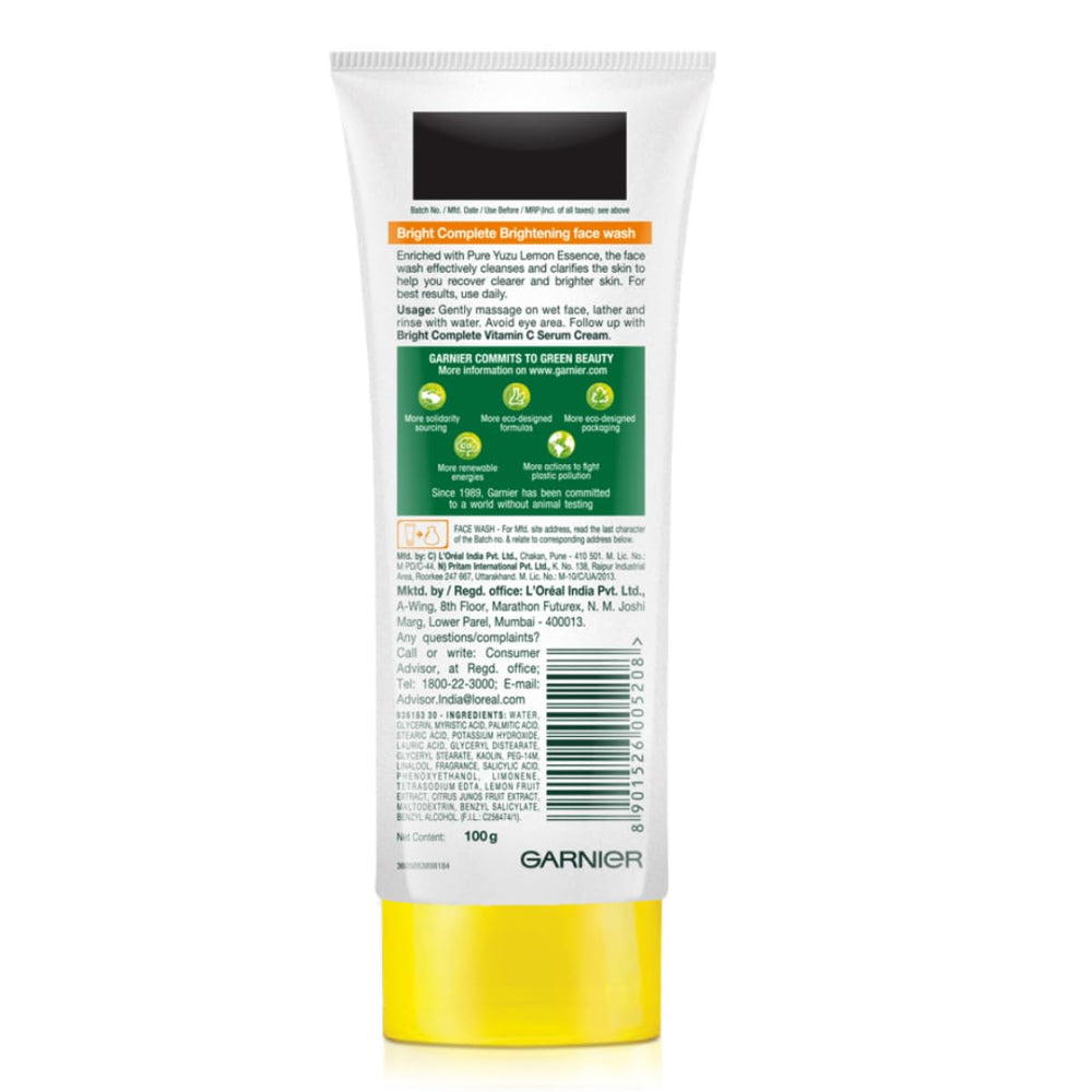 Garnier Limpiador facial iluminador, tamaño de 100 g listo para viajar.
