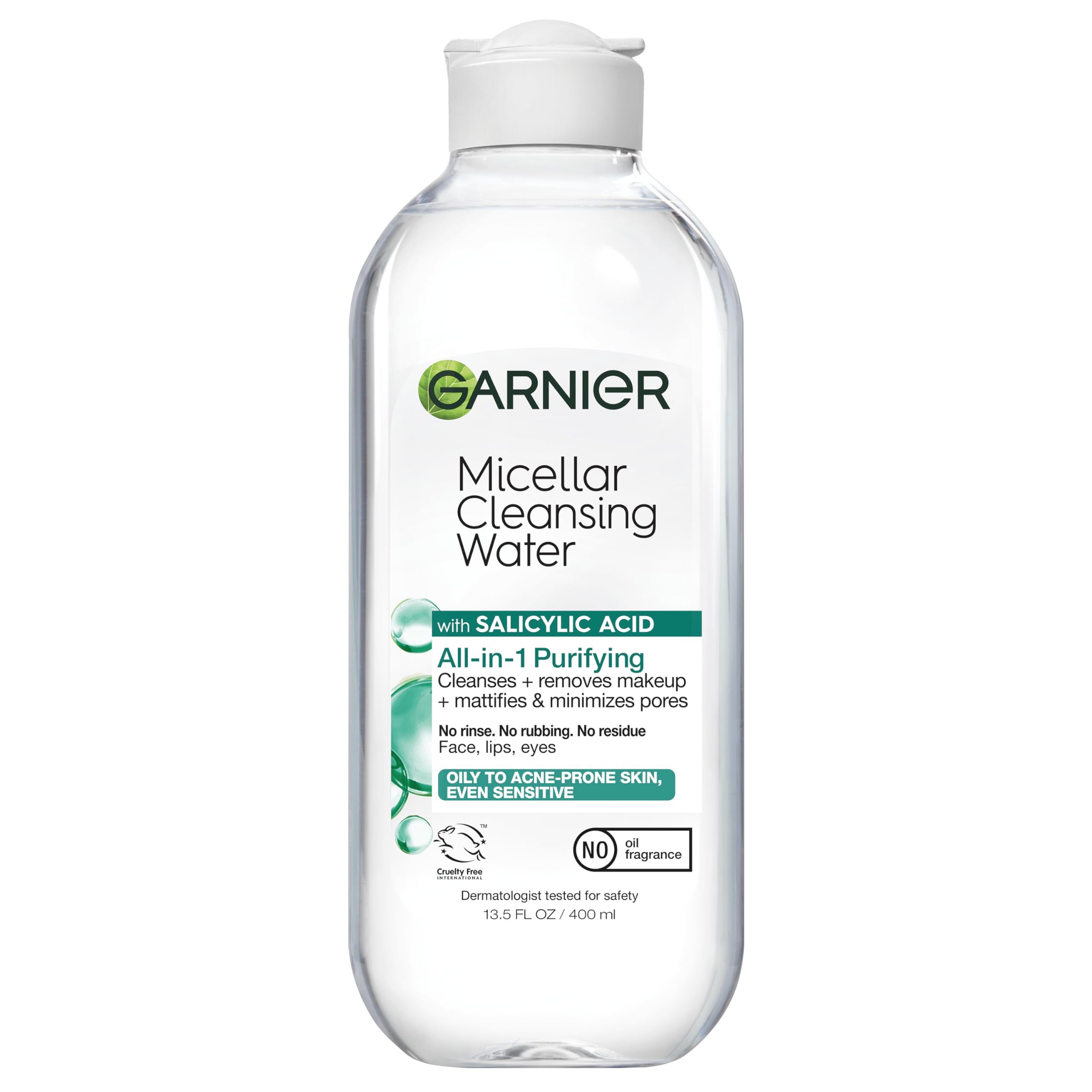 Garnier Micellar Agua con ácido salicílico, botella para limpieza suave diaria