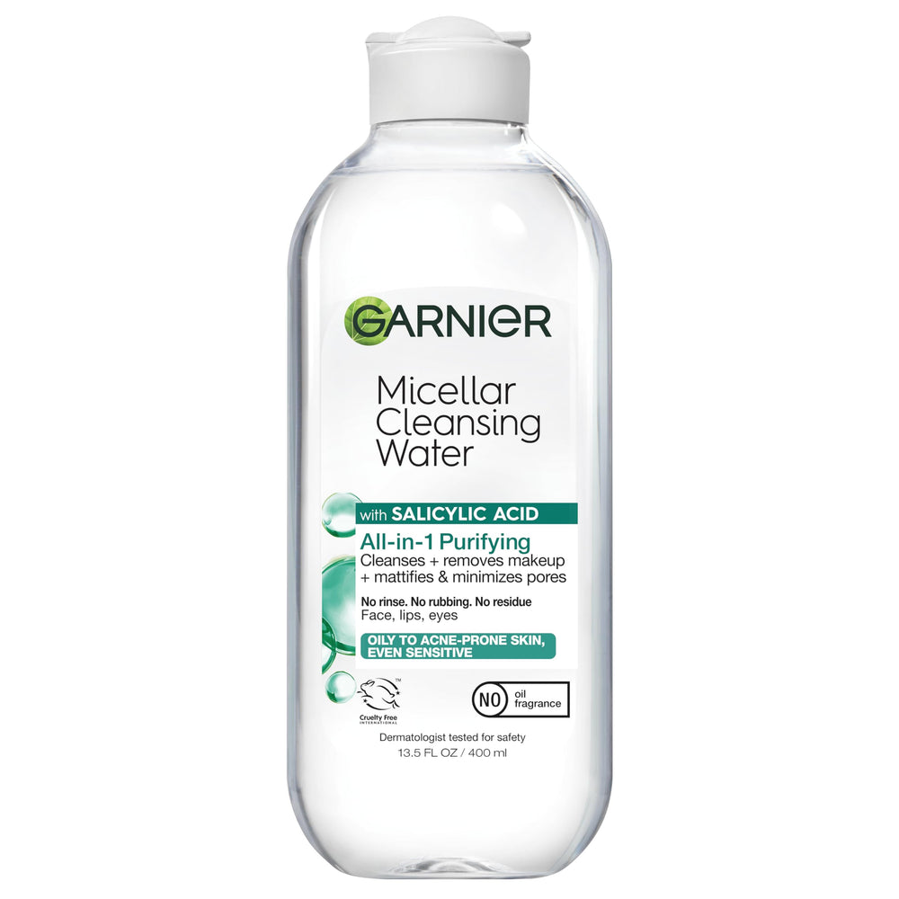 Garnier Micellar Agua con ácido salicílico, botella para limpieza suave diaria