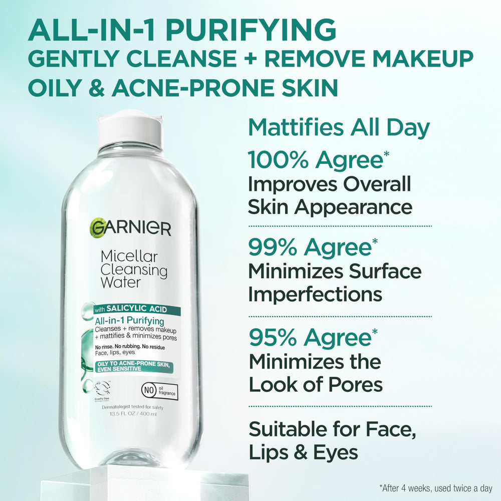 Garnier Micellar Agua con ácido salicílico, dispensador para desmaquillado rápido