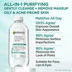 Garnier Micellar Agua con ácido salicílico, dispensador para desmaquillado rápido
