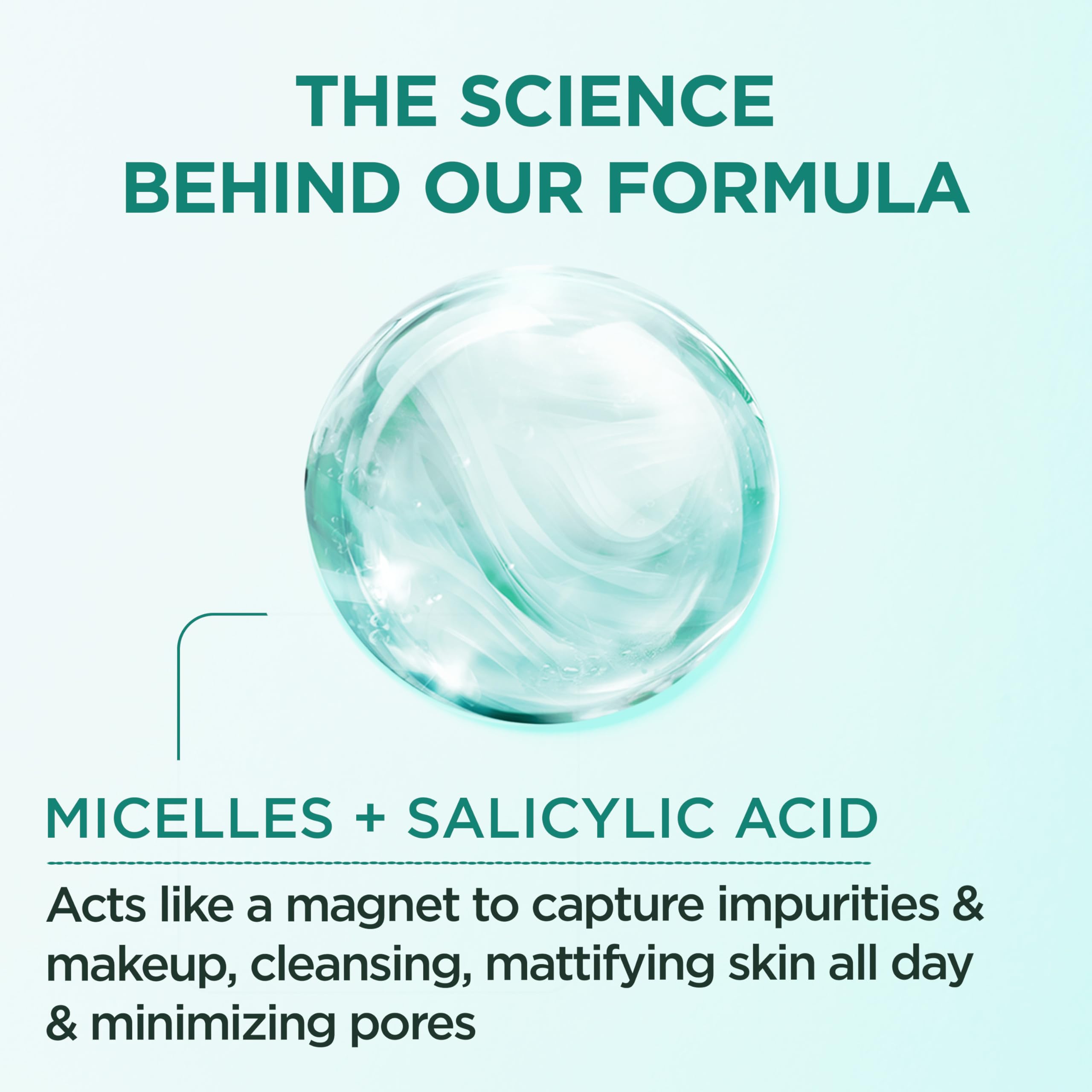 Garnier Micellar Agua Purificante en uso, disco de algodón retira suciedad sin enjuague.