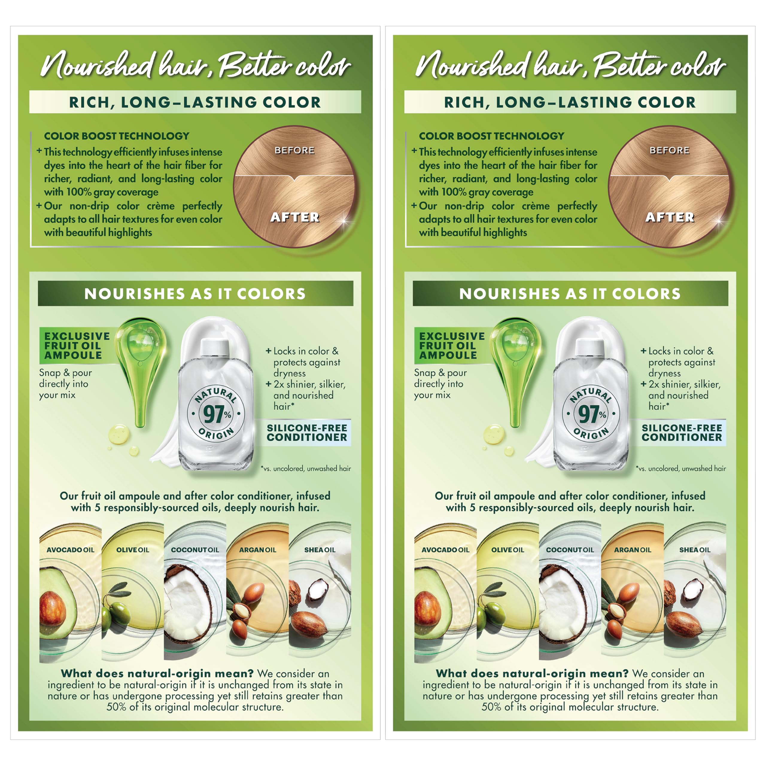 Ampolla de fruto aceite de Garnier Nutrisse para enriquecer la coloración.