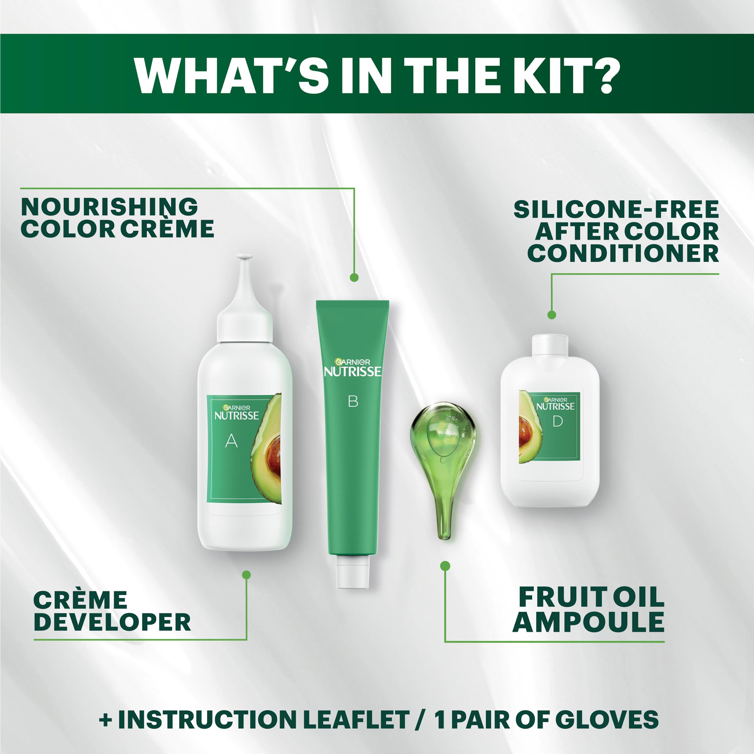 Kit de coloración Garnier Nutrisse con ampolla y acondicionador.