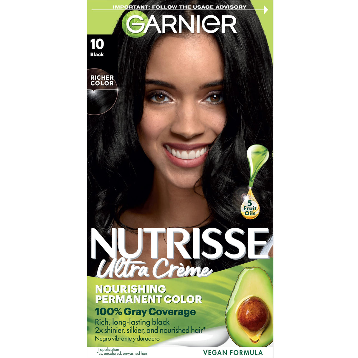Garnier Nutrisse tinte negro-regaliz para cobertura de canas eficaz