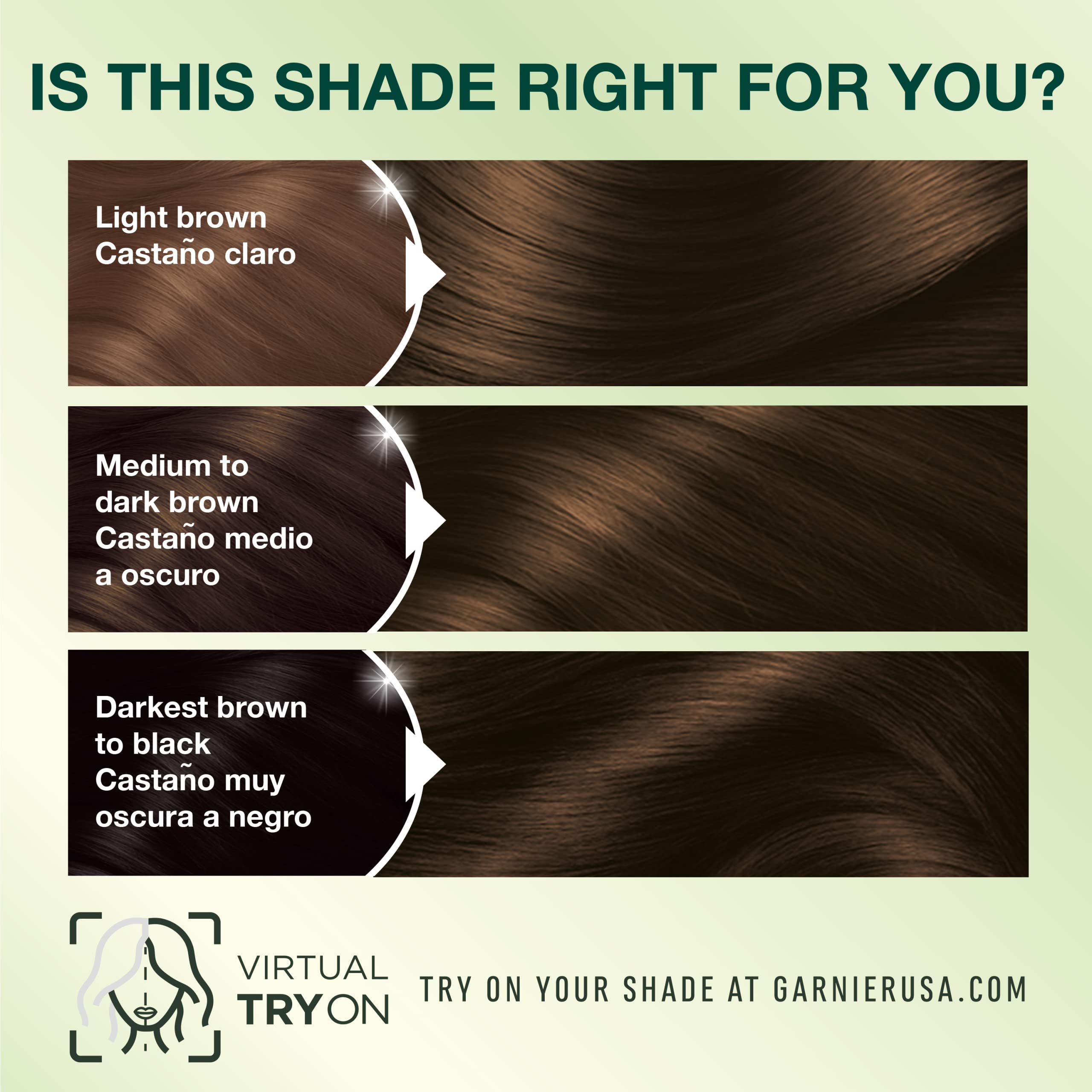 Garnier Nutrisse tono 33 Dorado Oscuro, resultado cálido y radiante.