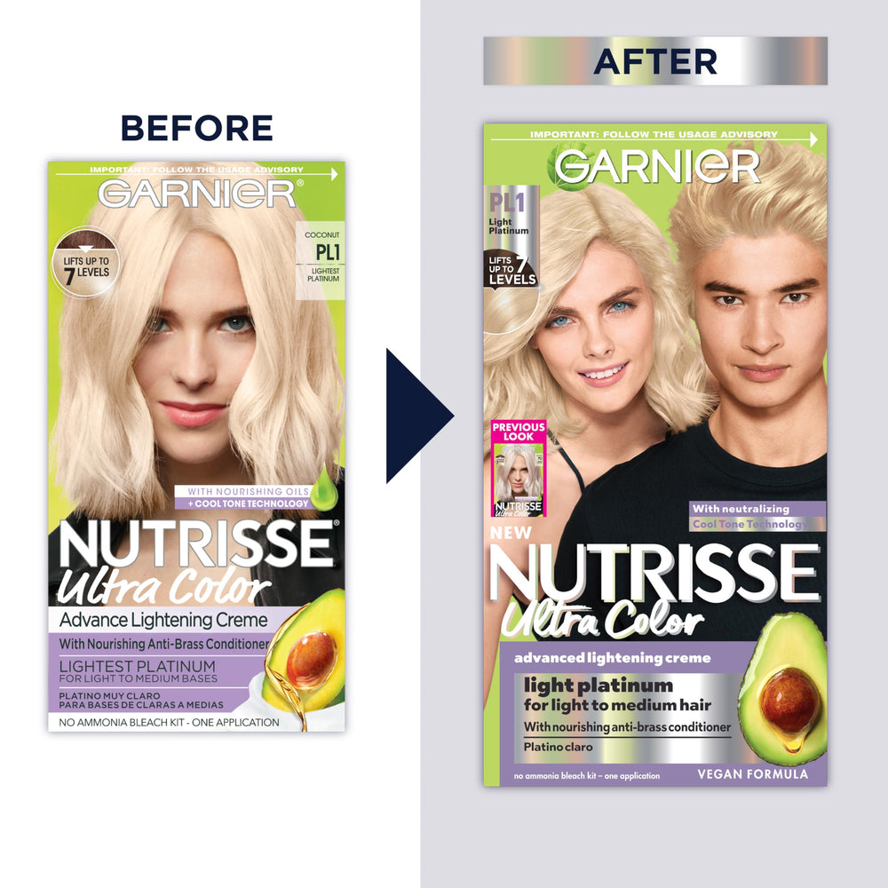 Garnier Nutrisse Ultra Color PL1: crema de color para aplicación suave y cobertura uniforme.