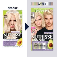 Garnier Nutrisse Ultra Color PL1: crema de color para aplicación suave y cobertura uniforme.