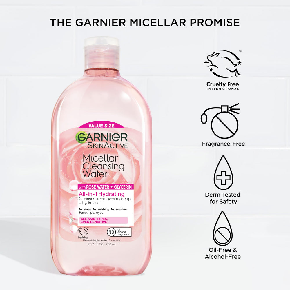 Garnier piel limpia e hidratada tras su uso, rostro suave y confortable todo el día.