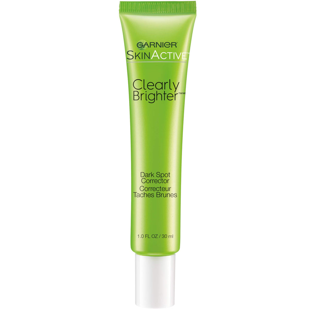 Garnier SkinActive Correcteur Taches Sombres sur flacon, éclaircissement potentiel du teint.