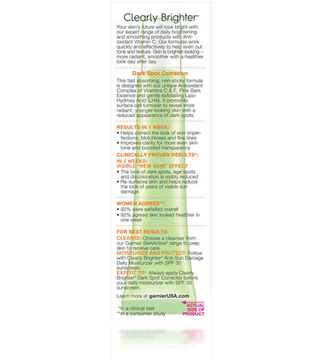 Étiquette Garnier SkinActive Vitamine C, identification et conseils d’utilisation.