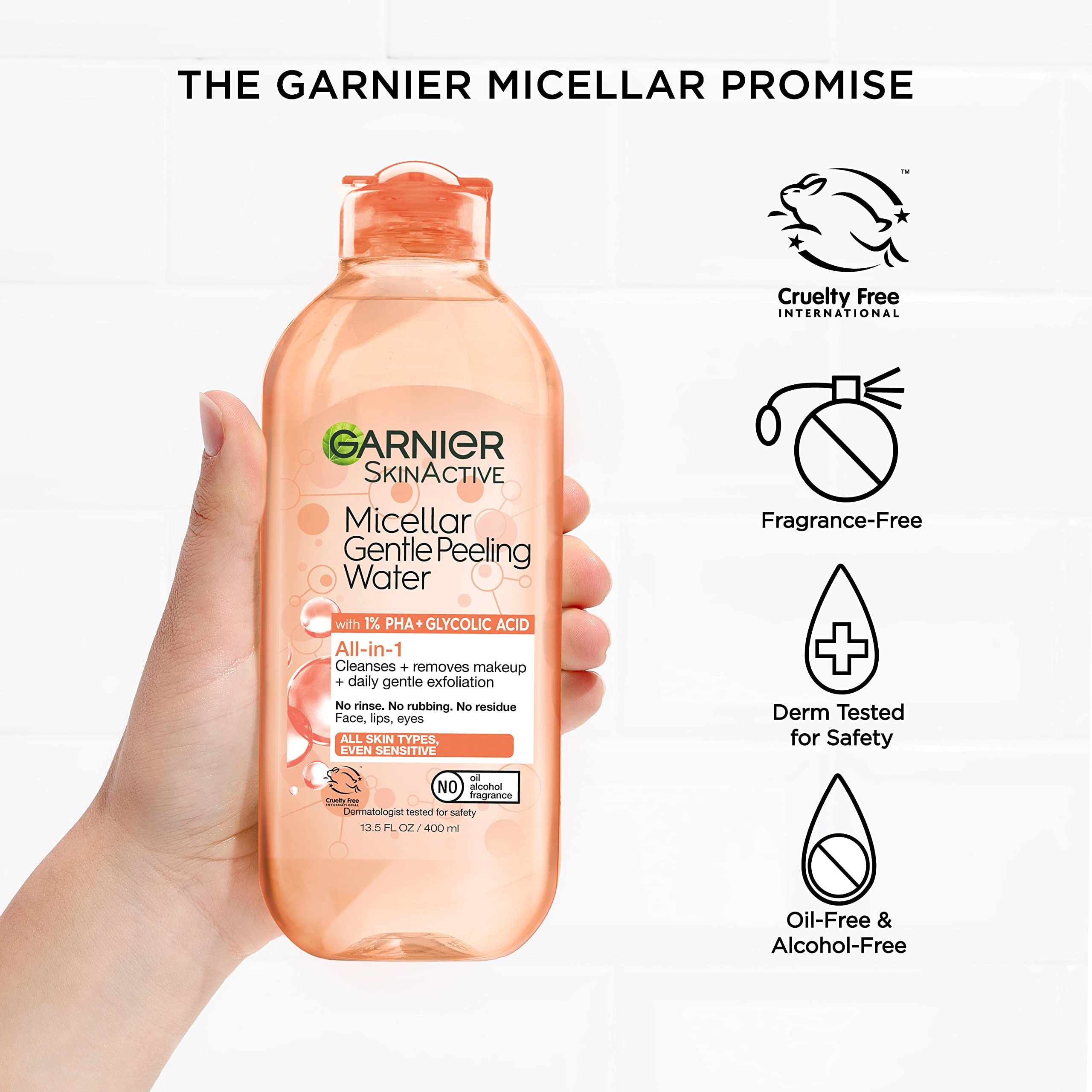 Garnier SkinActive exfoliating toner application for smoother skin texture.
