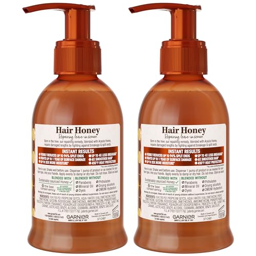 Sérum de miel de Garnier, textura no grasa, cabello suave y manejable.