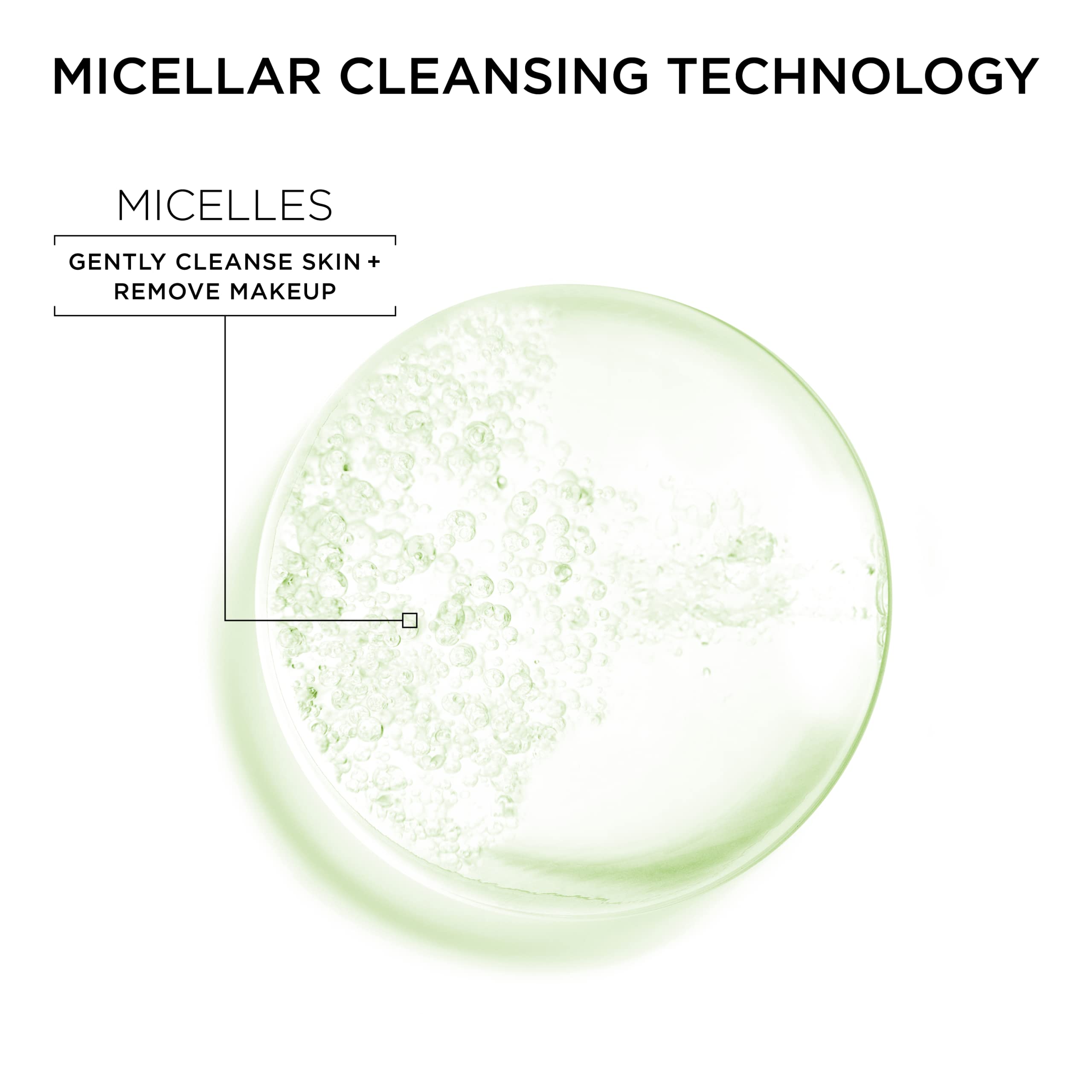 Textura ligera de micelar, forma de gota sobre piel cuidando la suavidad