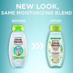 Frasco de acondicionador Garnier Whole Blends, aroma veraniego coco y aloe